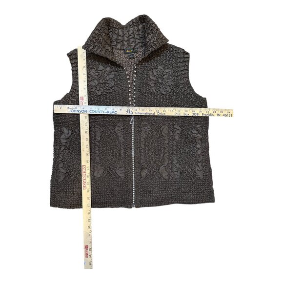 Jerry T Size 1X Brown Stretchy Crinkly Sparkly Zip 2-Pocket Women's Vest - Picture 9 of 9